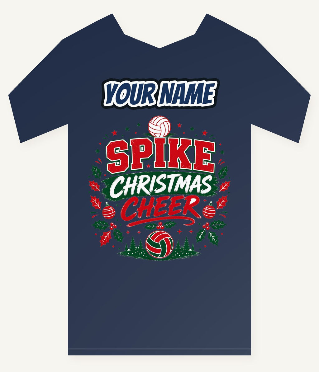 Spike Christmas Cheer Volleyball Personalised Kids and Baby Christmas Tee