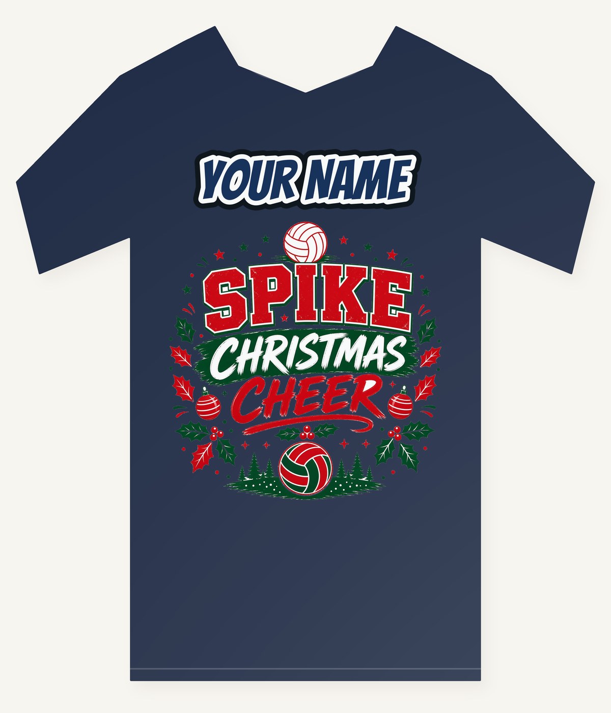 Spike Christmas Cheer Volleyball Personalised Kids and Baby Christmas Tee