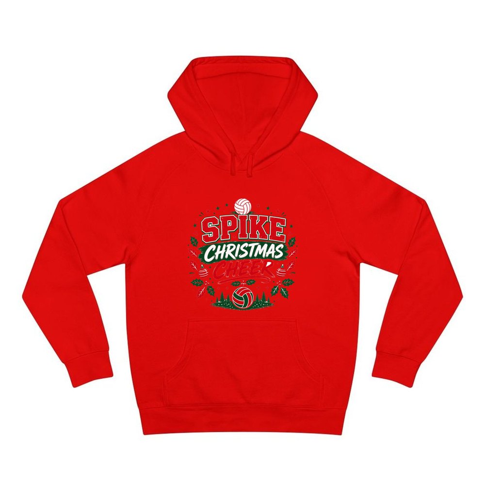 Spike Christmas Cheer Volleyball personalised Christmas hoodie in red