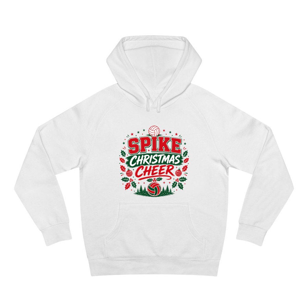 Spike Christmas Cheer Volleyball personalised Christmas hoodie in white