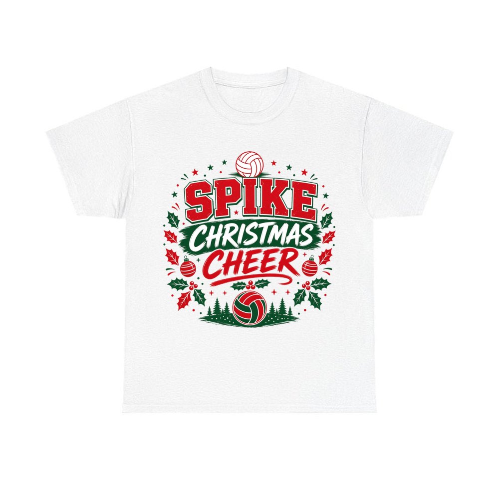 Spike Christmas Cheer Volleyball personalised Christmas T-shirt in white