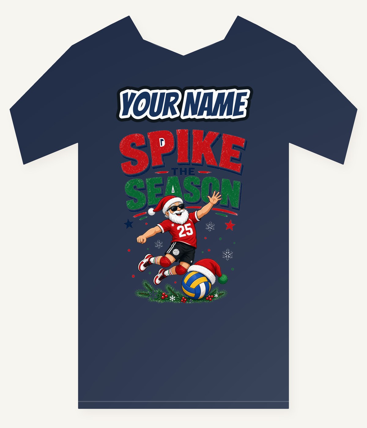 Spike The Season Volleyball Personalised Kids and Baby Christmas Tee
