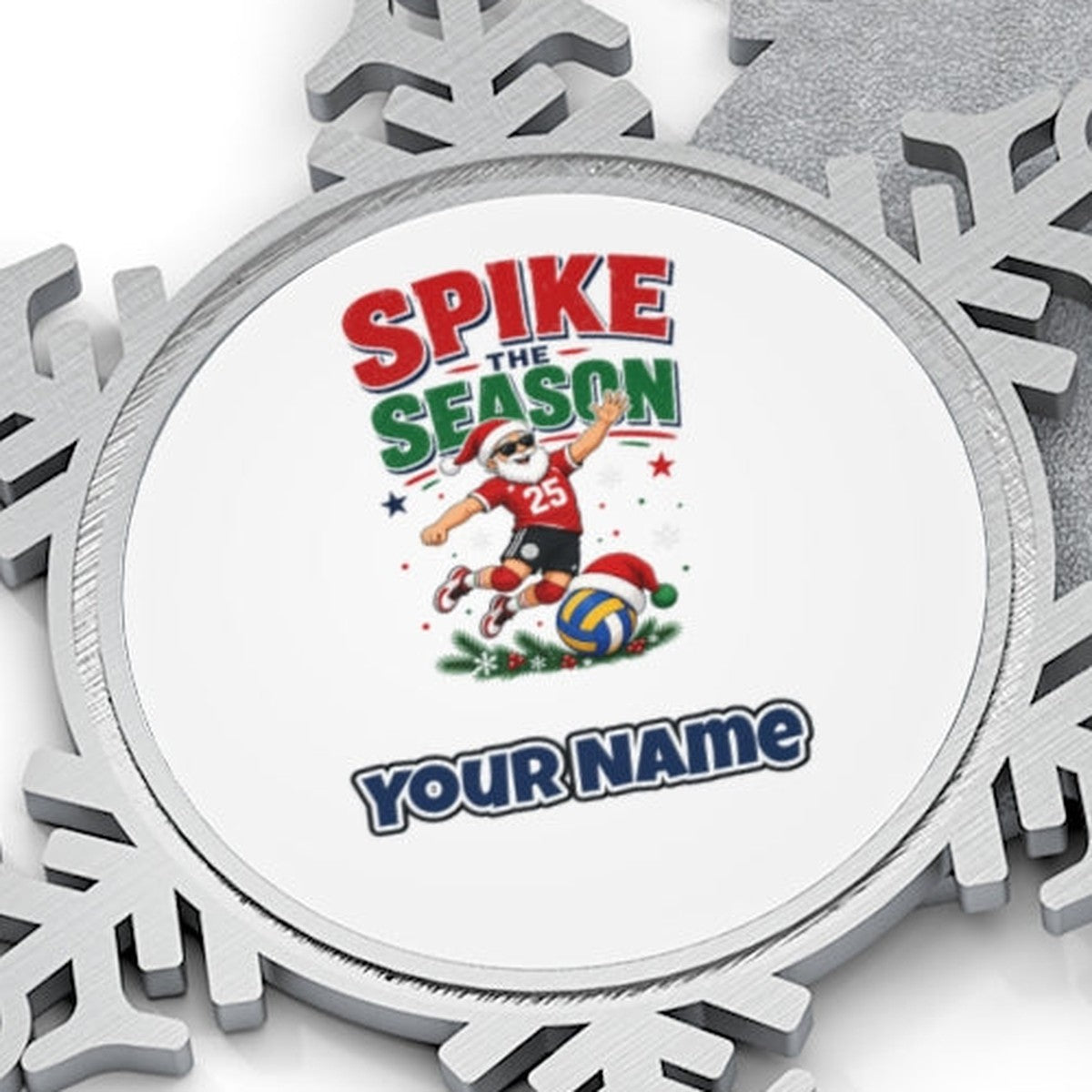 Spike The Season Volleyball Personalised Pewter Christmas Ornament