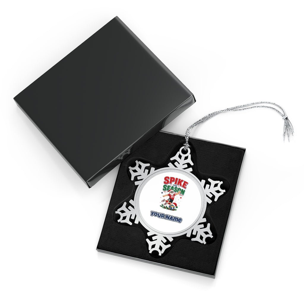 Spike The Season Volleyball Personalised Pewter Christmas Ornament