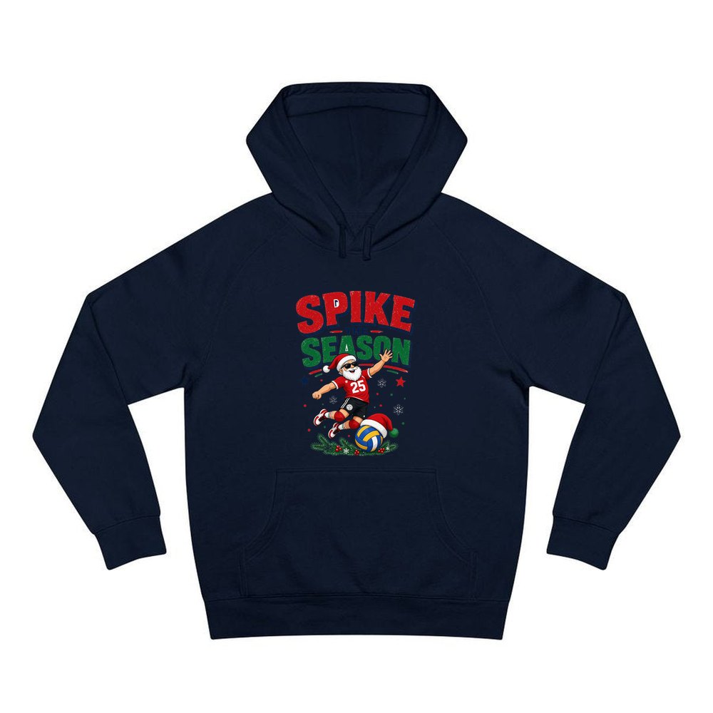 Spike The Season Volleyball personalised Christmas hoodie in navy