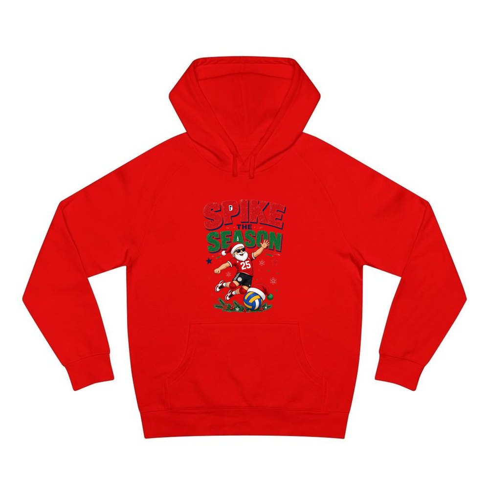 Spike The Season Volleyball personalised Christmas hoodie in red