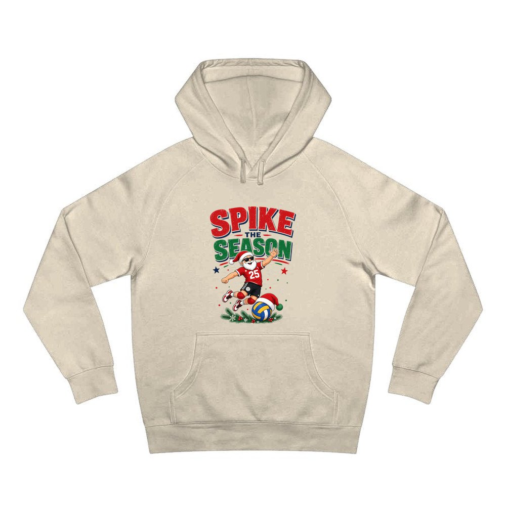Spike The Season Volleyball personalised Christmas hoodie in sand