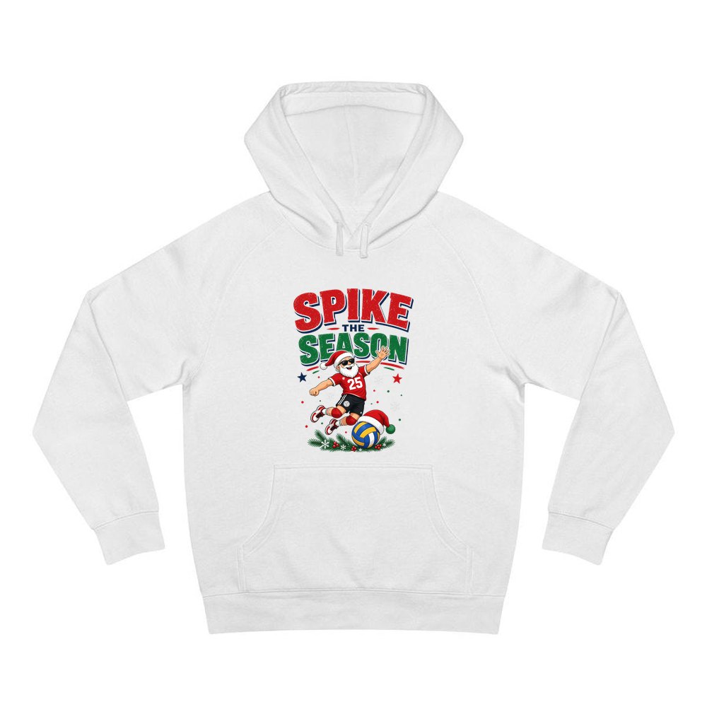Spike The Season Volleyball personalised Christmas hoodie in white