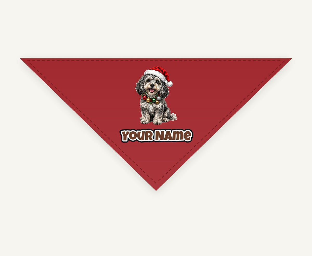 Spoodle personalised Christmas pet bandana, tie-on style
