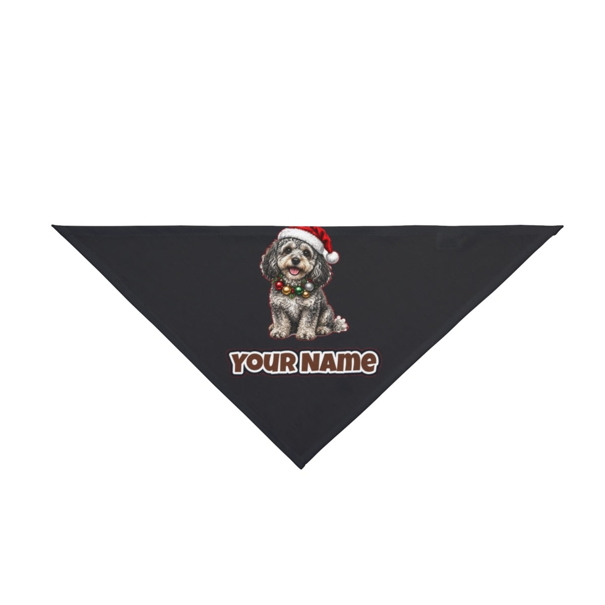Spoodle personalised Christmas pet bandana in black, tie-on style