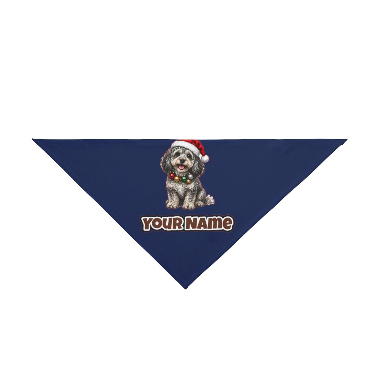 Spoodle personalised Christmas pet bandana in navy, tie-on style