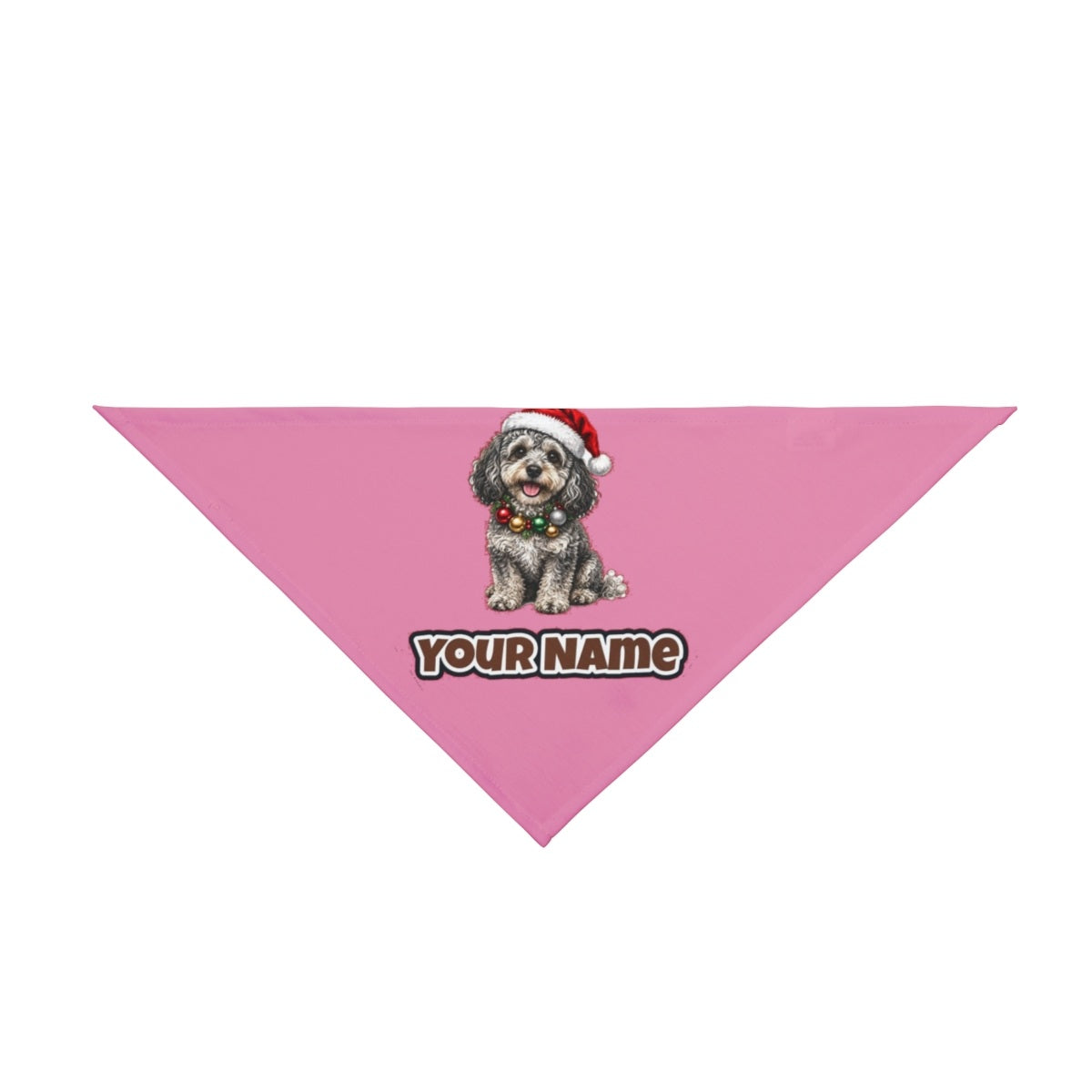 Spoodle personalised Christmas pet bandana in pink, tie-on style
