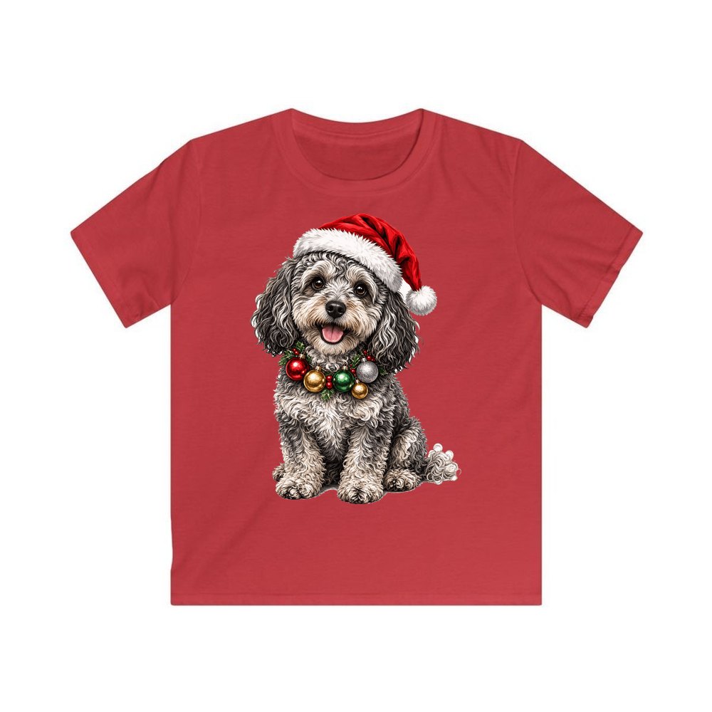 Spoodle personalised kids Christmas tee in red