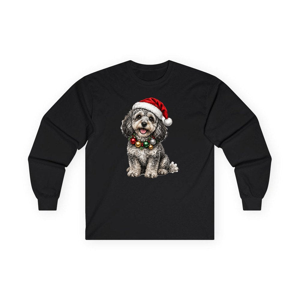 Spoodle personalised long sleeve Christmas T-shirt in black