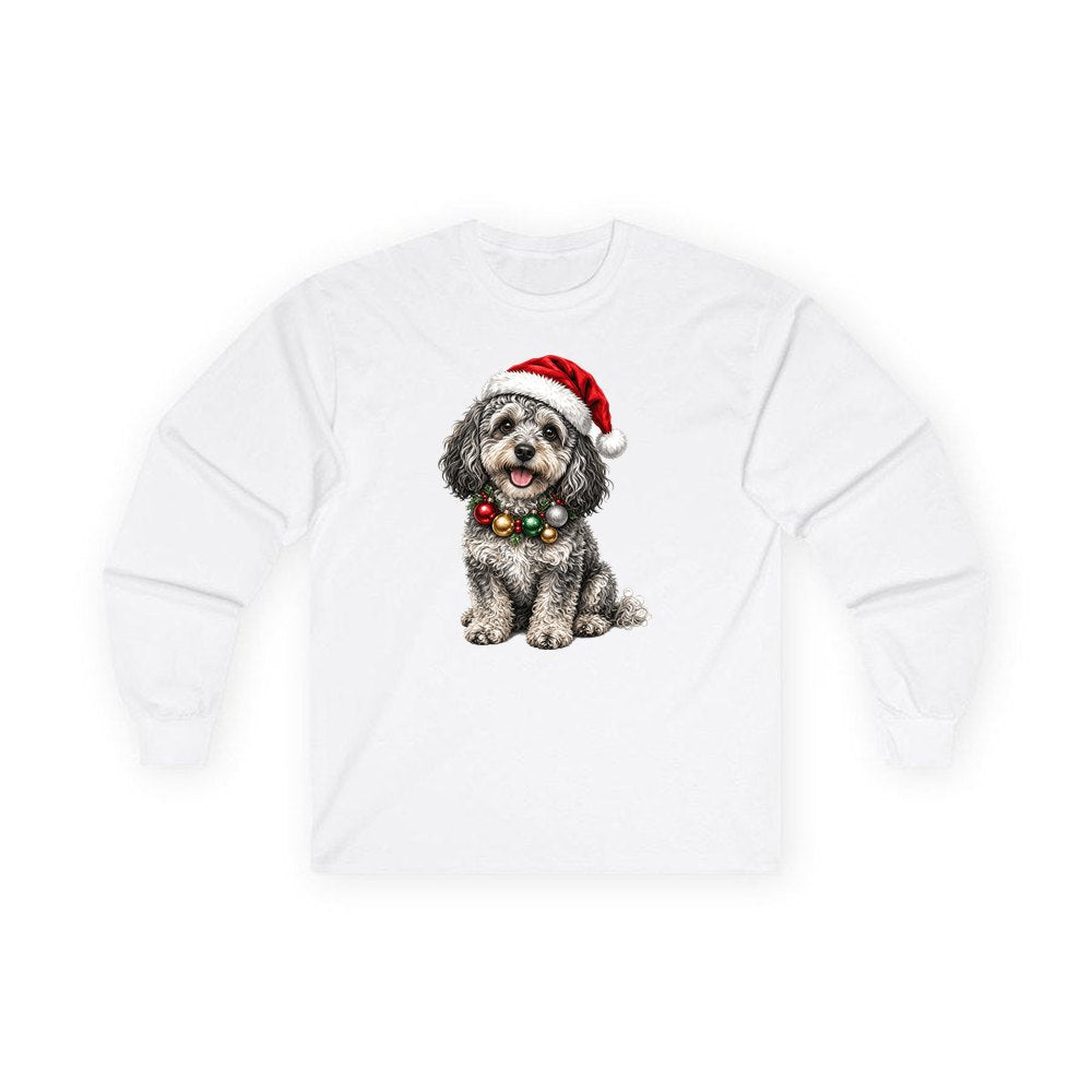 Spoodle personalised long sleeve Christmas T-shirt in white