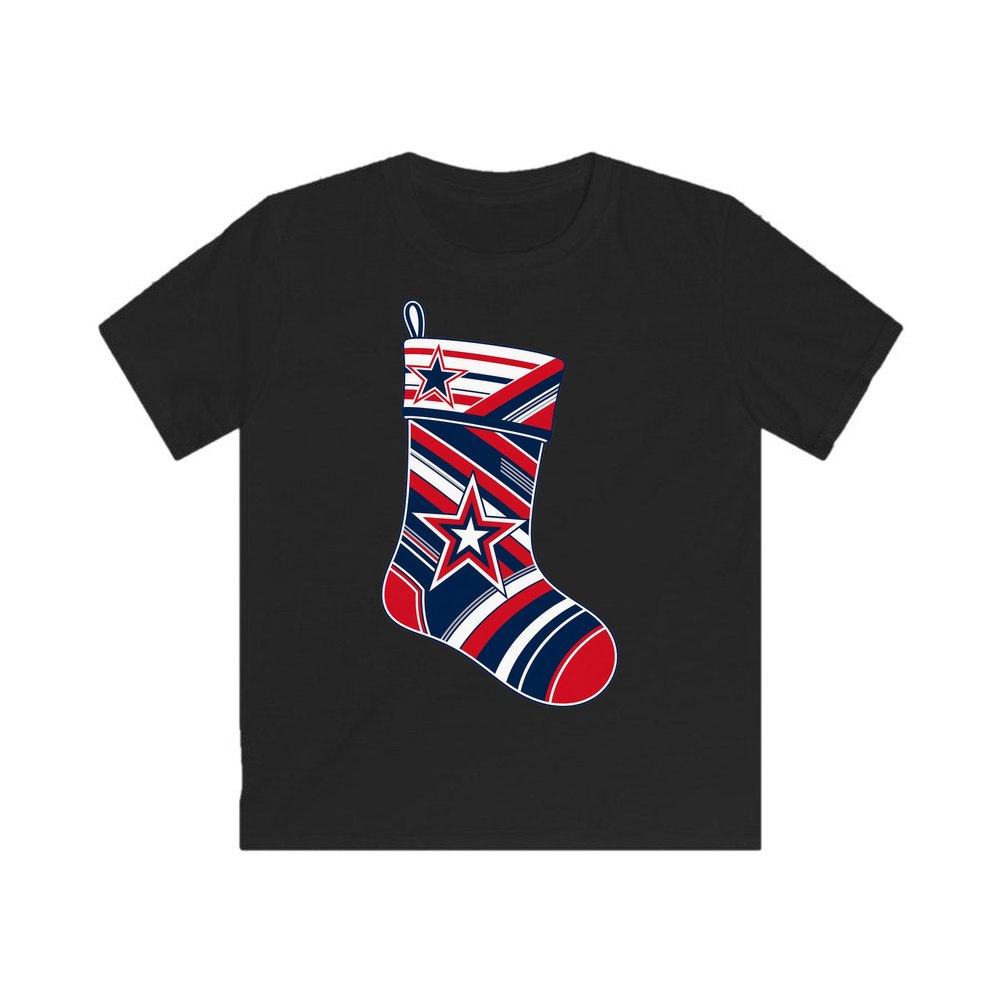 Sports Jersey Christmas Stocking personalised kids Christmas tee in black