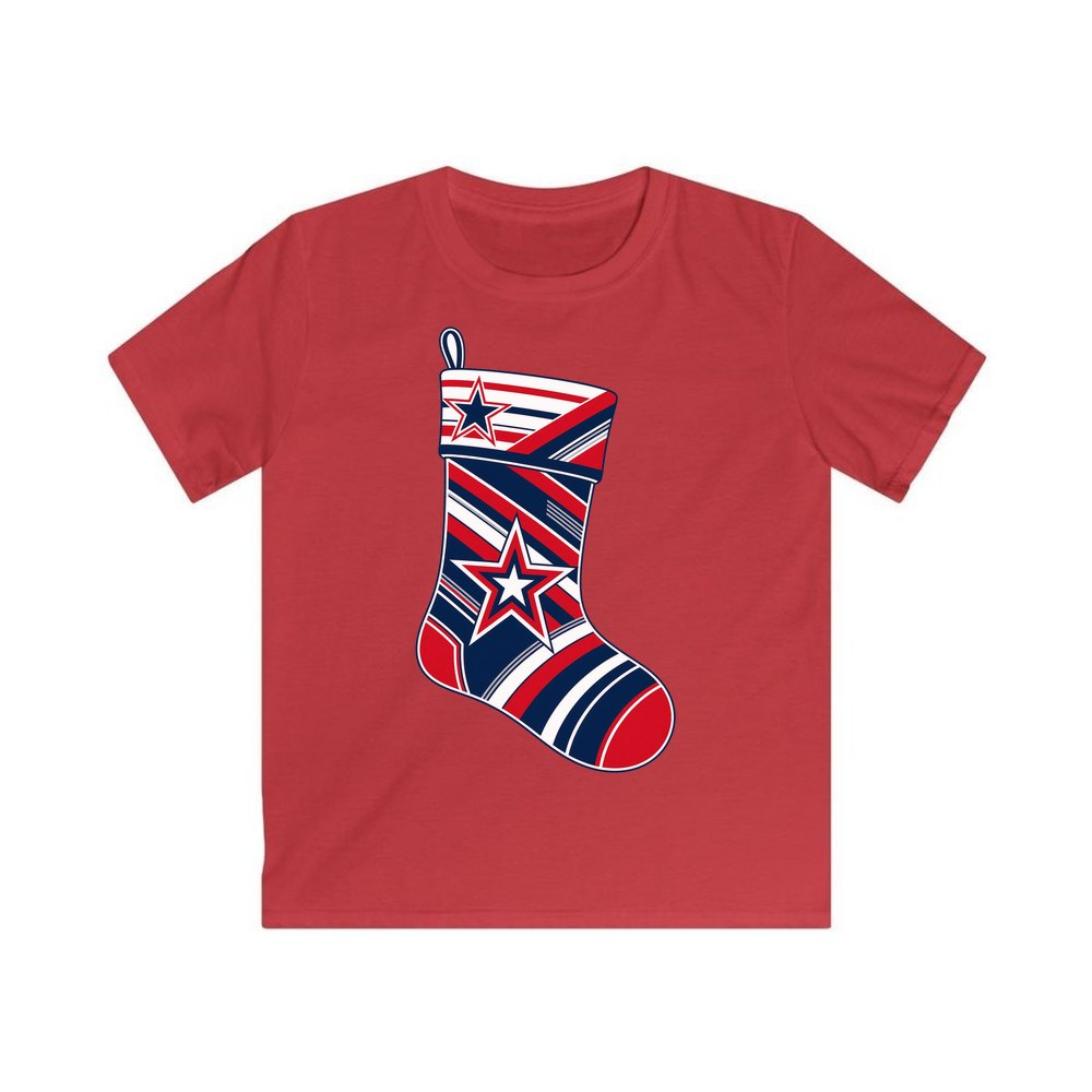 Sports Jersey Christmas Stocking personalised kids Christmas tee in red