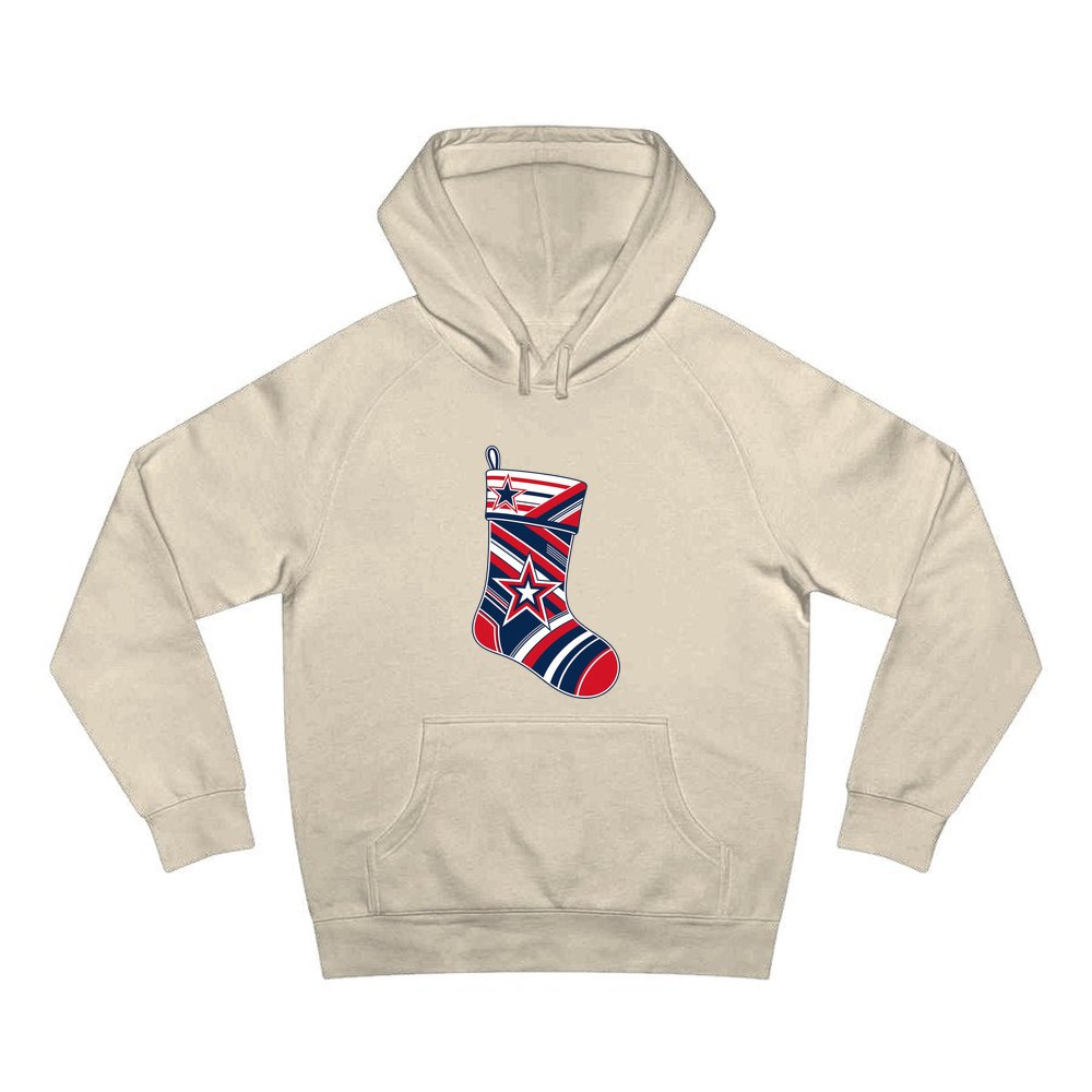 Sports Jersey Christmas Stocking personalised Christmas hoodie in sand
