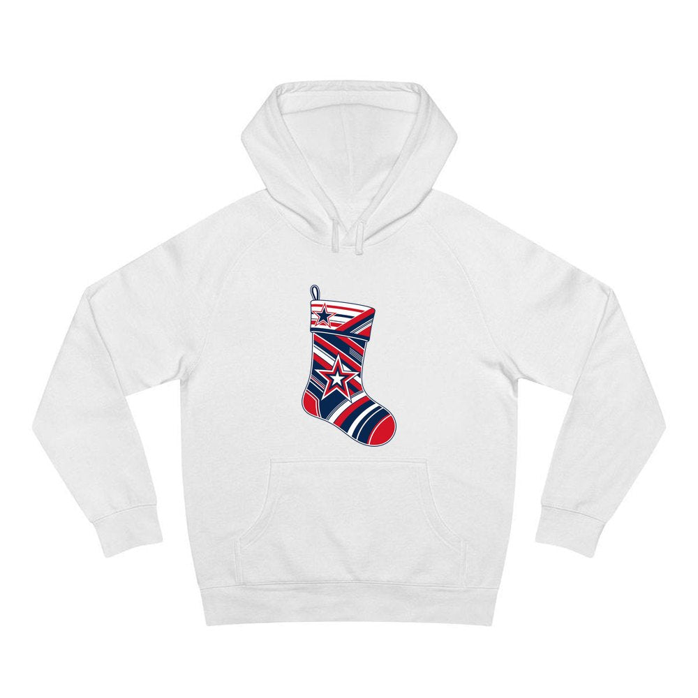 Sports Jersey Christmas Stocking personalised Christmas hoodie in white