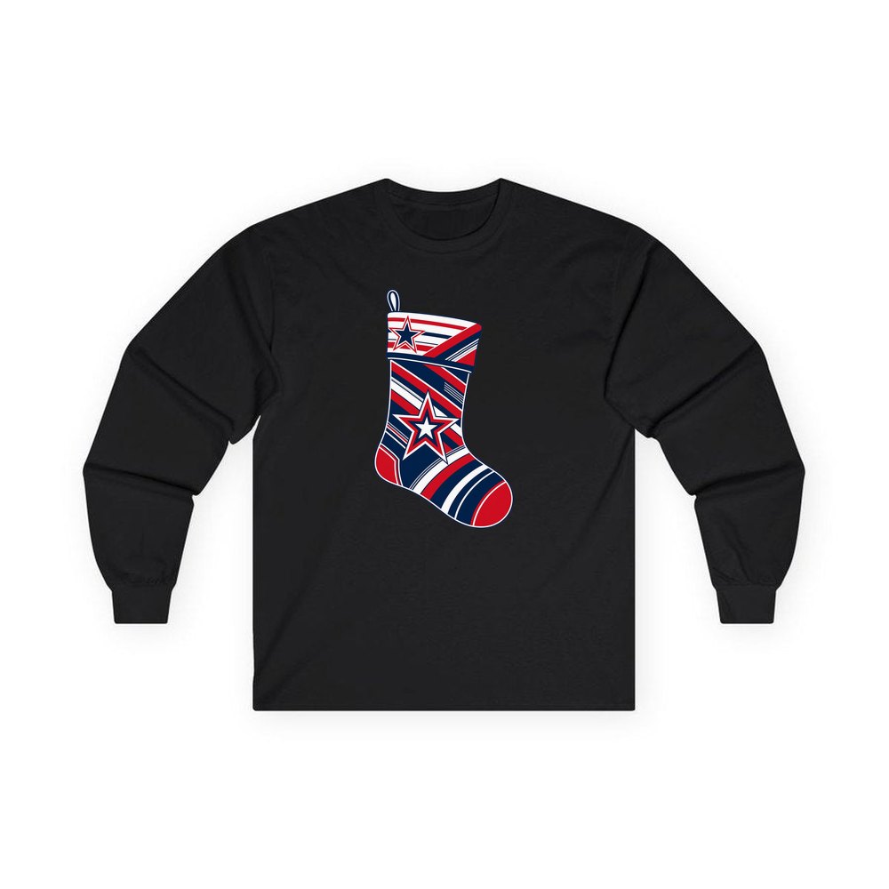 Sports Jersey Christmas Stocking personalised long sleeve Christmas T-shirt in black