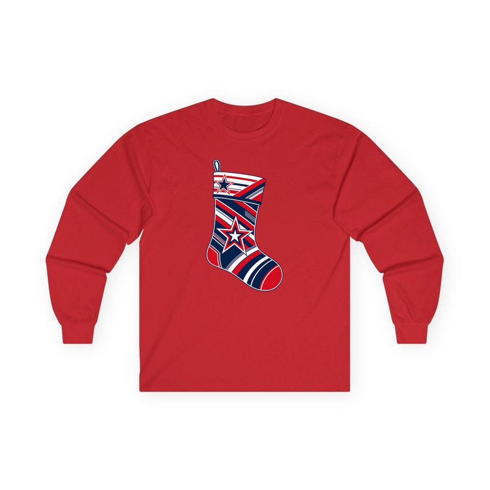 Sports Jersey Christmas Stocking personalised long sleeve Christmas T-shirt in red