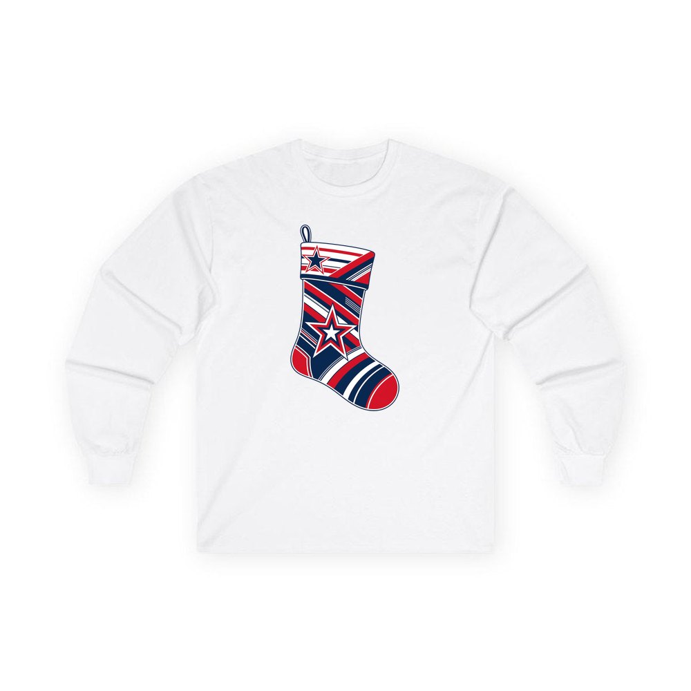 Sports Jersey Christmas Stocking personalised long sleeve Christmas T-shirt in white