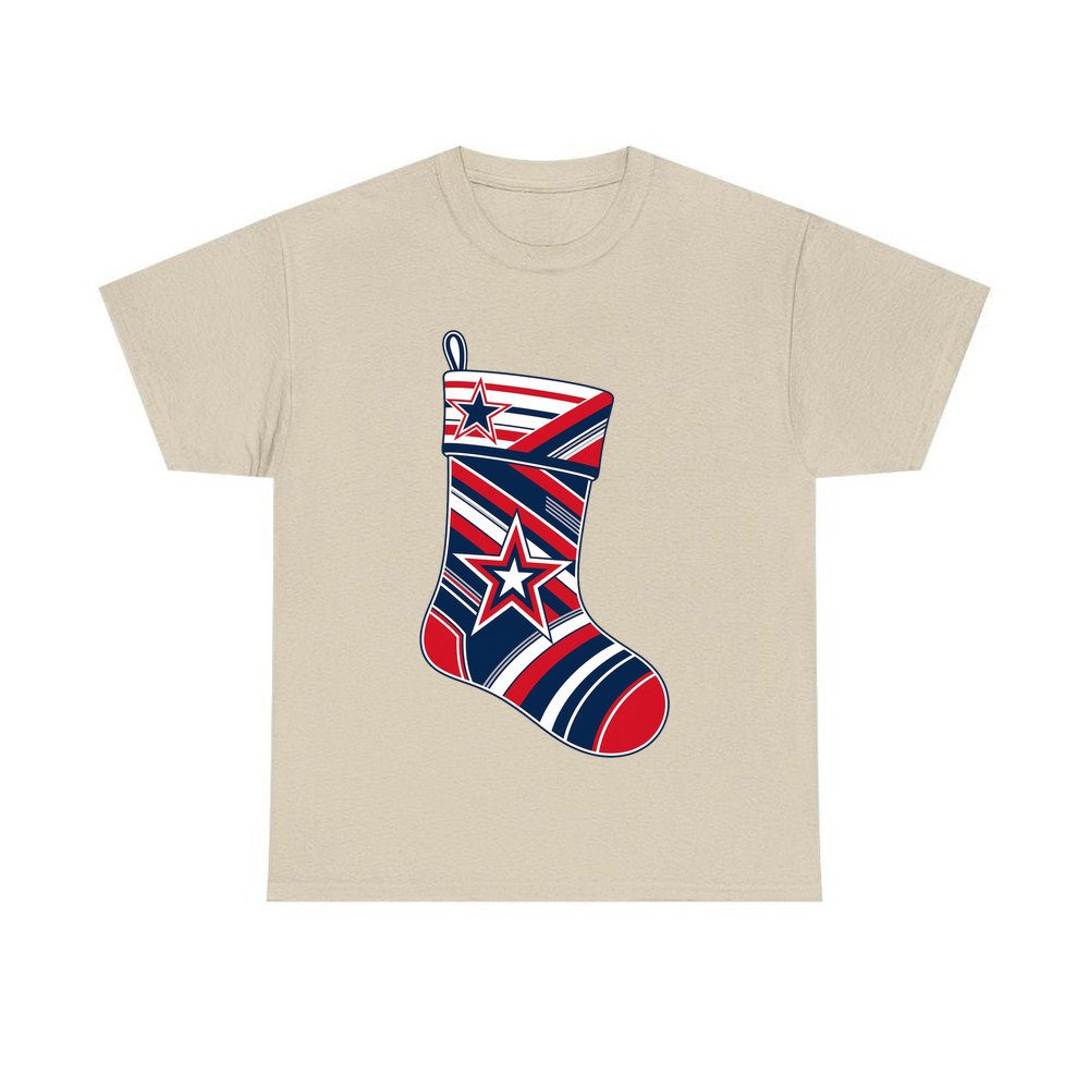 Sports Jersey Christmas Stocking personalised Christmas T-shirt in sand