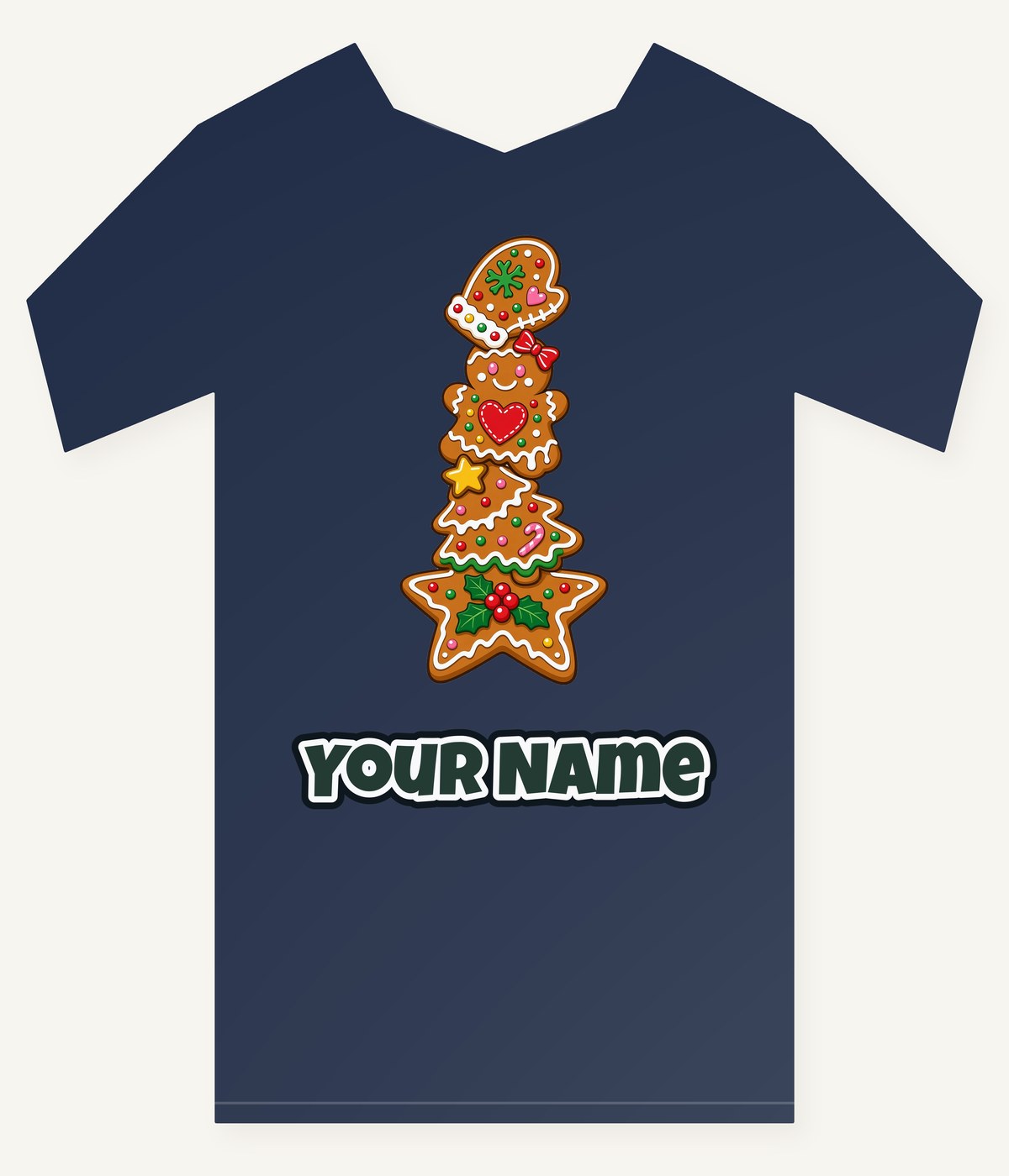 Stacked Gingerbread Biscuits Personalised Kids Tee and Baby Bodysuit