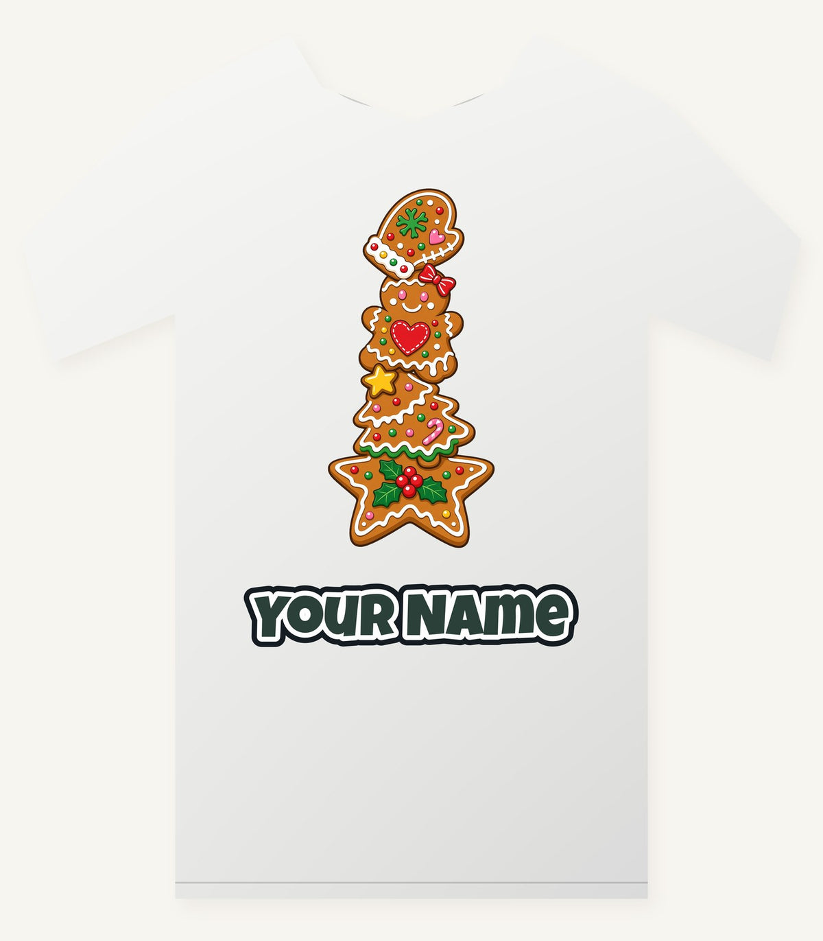 Stacked Gingerbread Biscuits Personalised Christmas T-Shirt and Hoodie