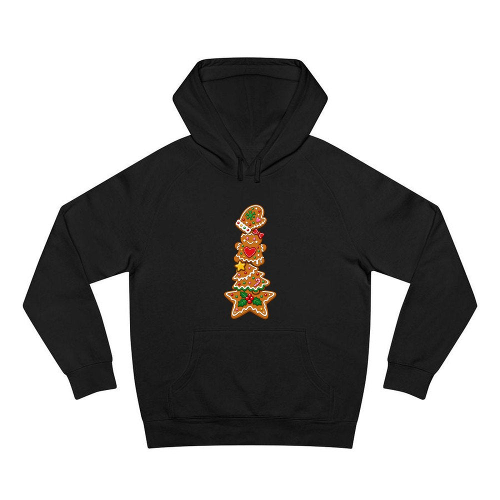 Stacked Gingerbread Biscuits personalised Christmas hoodie in black
