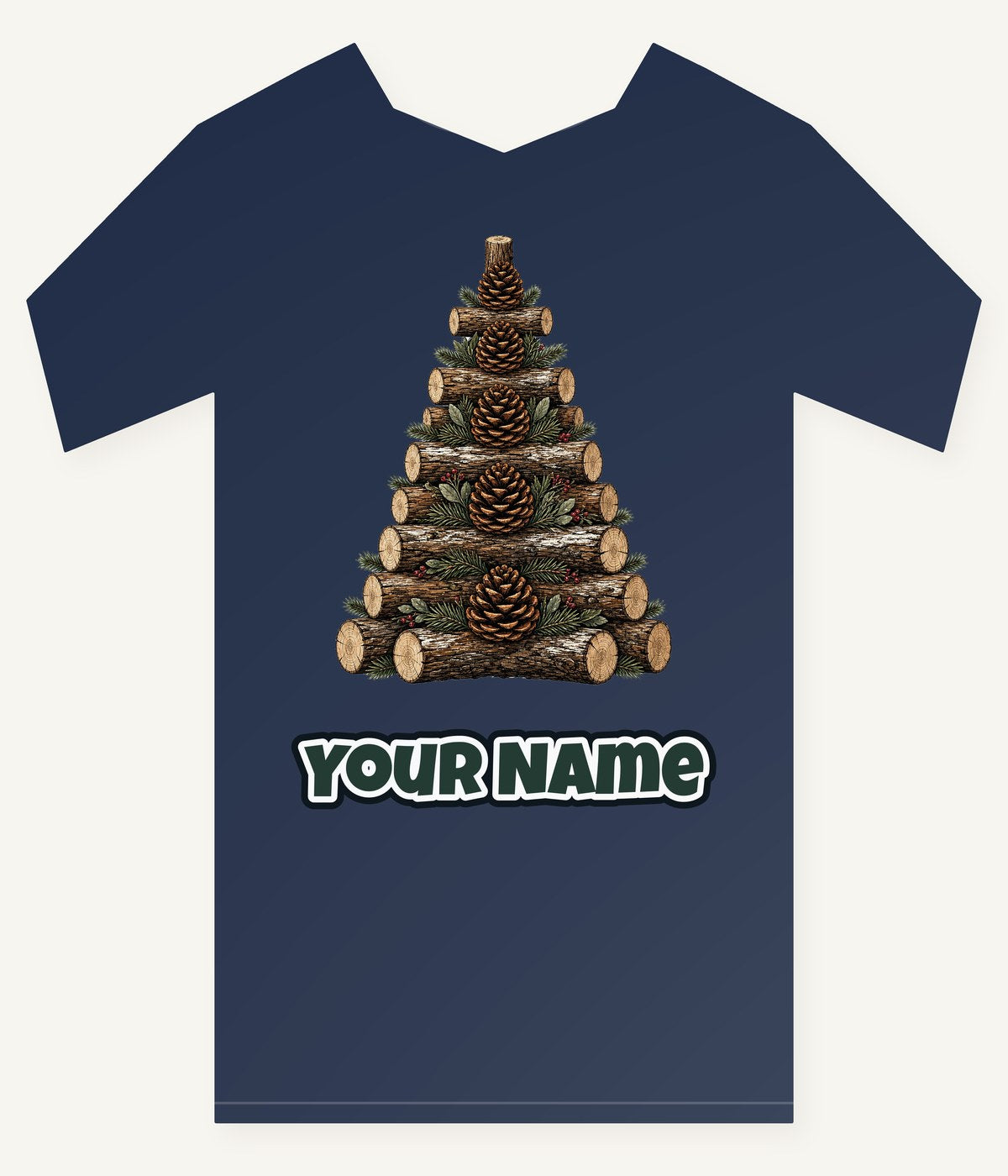 Stacked Log Christmas Tree Personalised Kids Tee and Baby Bodysuit