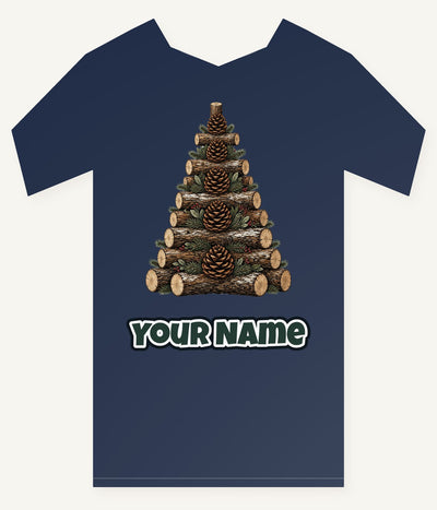 Stacked Log Christmas Tree Personalised Kids Tee and Baby Bodysuit