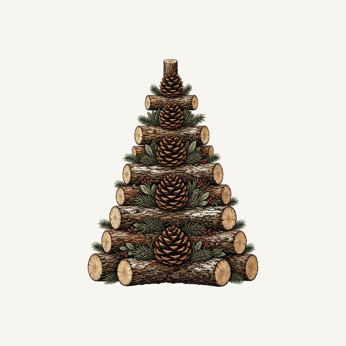 Stacked Log Christmas Tree Personalised Kids Tee and Baby Bodysuit