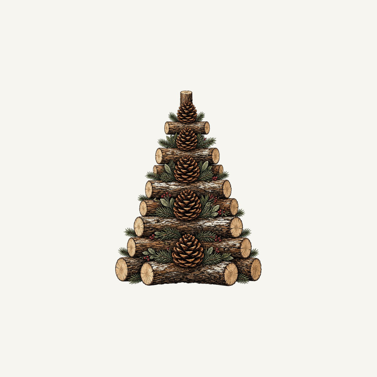 Stacked Log Christmas Tree Personalised Christmas Mug