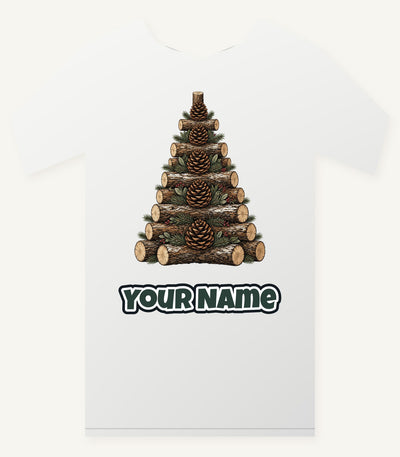 Stacked Log Christmas Tree Personalised Christmas T-Shirt and Hoodie