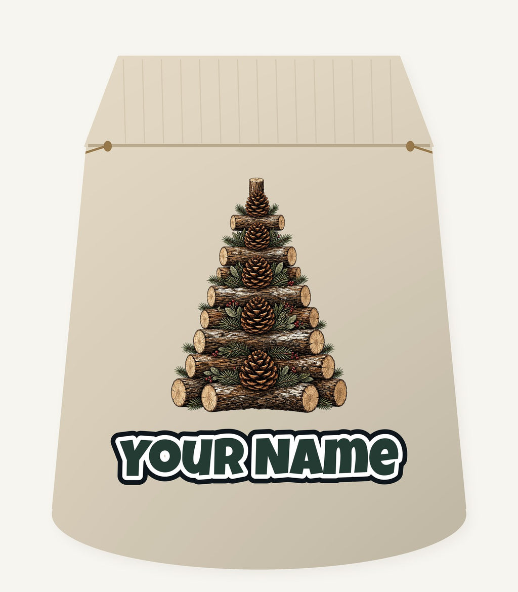 Stacked Log Christmas Tree Personalised Santa Sack
