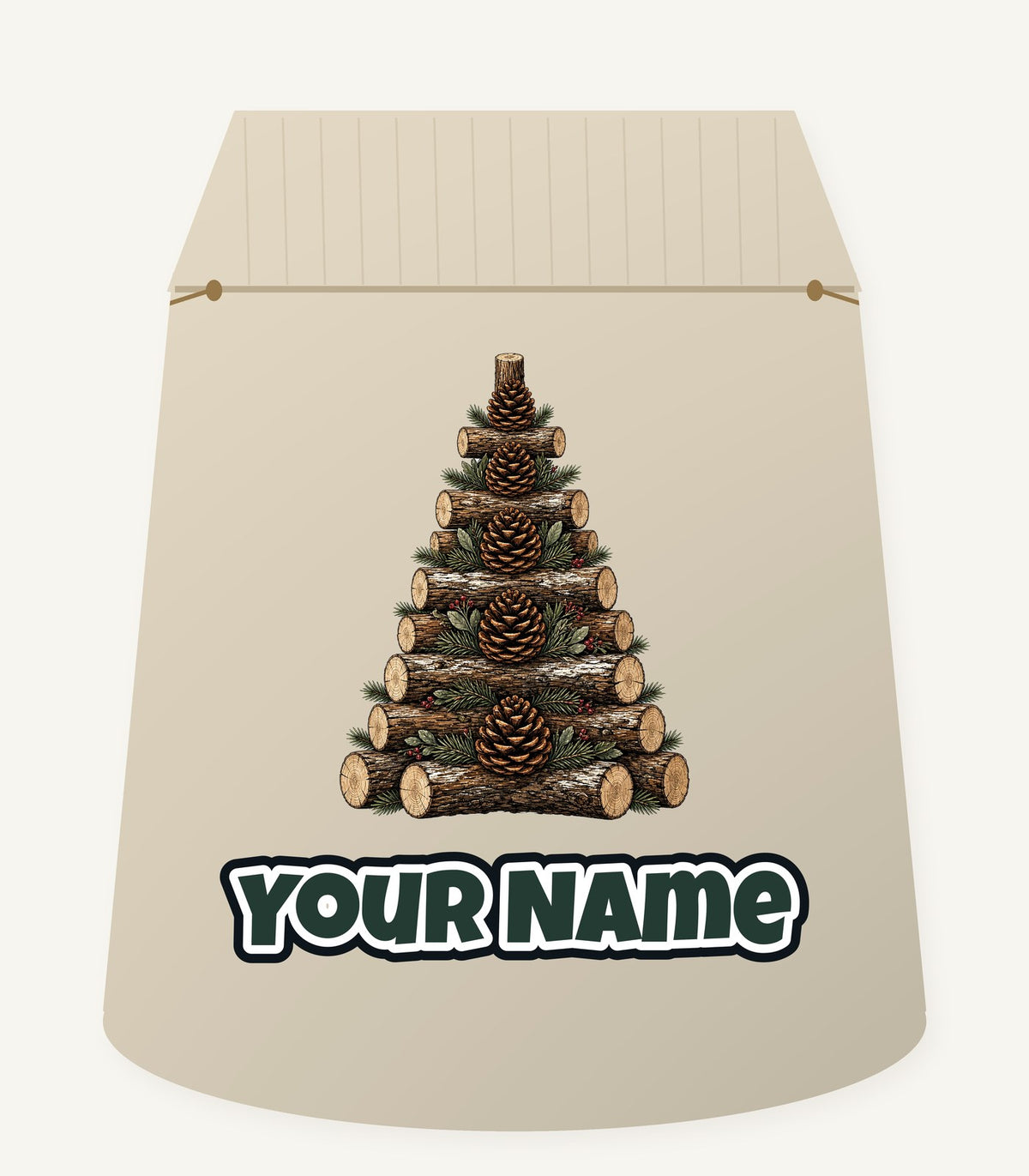 Stacked Log Christmas Tree Personalised Santa Sack