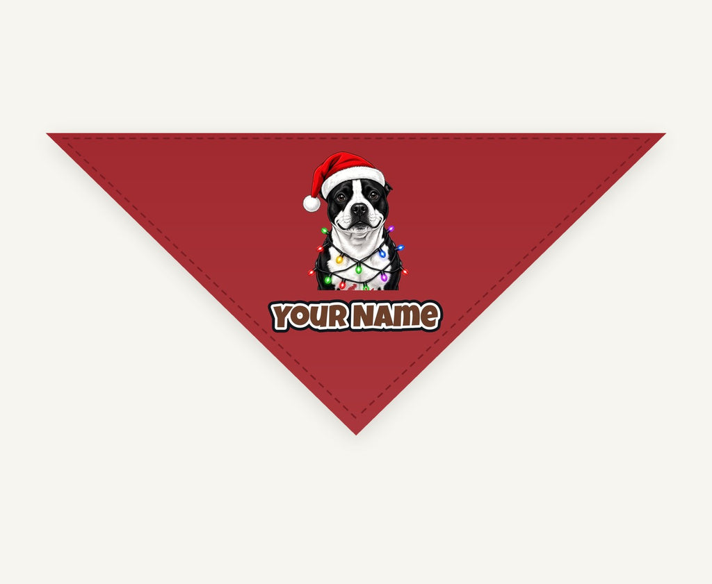 Staffy in Christmas Lights Personalised Christmas Pet Bandana, Cat or Dog