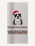 Staffy in Christmas Lights Personalised Beach Towel