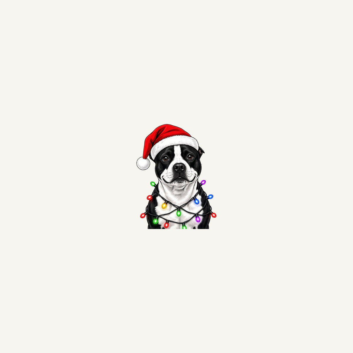 Staffy in Christmas Lights Personalised Beach Towel