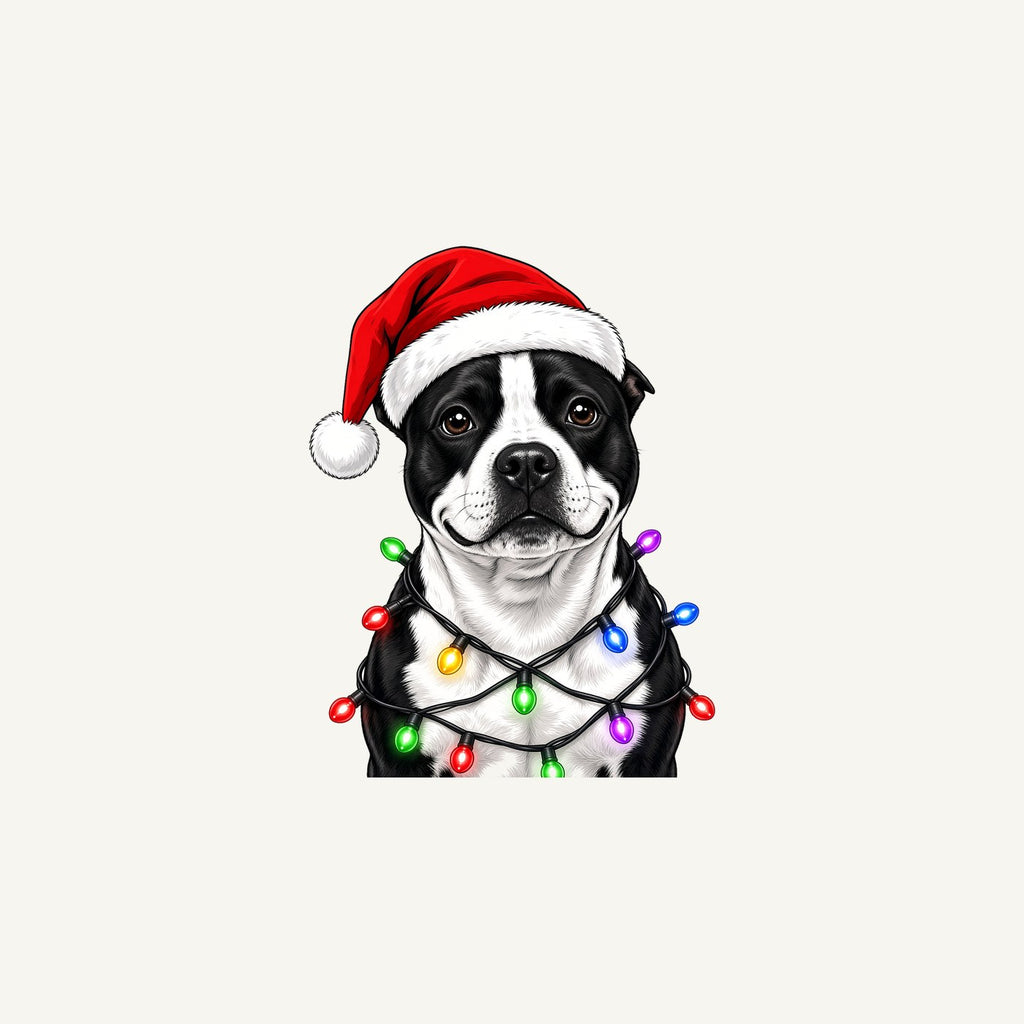Staffy in Christmas Lights Personalised Christmas Mug