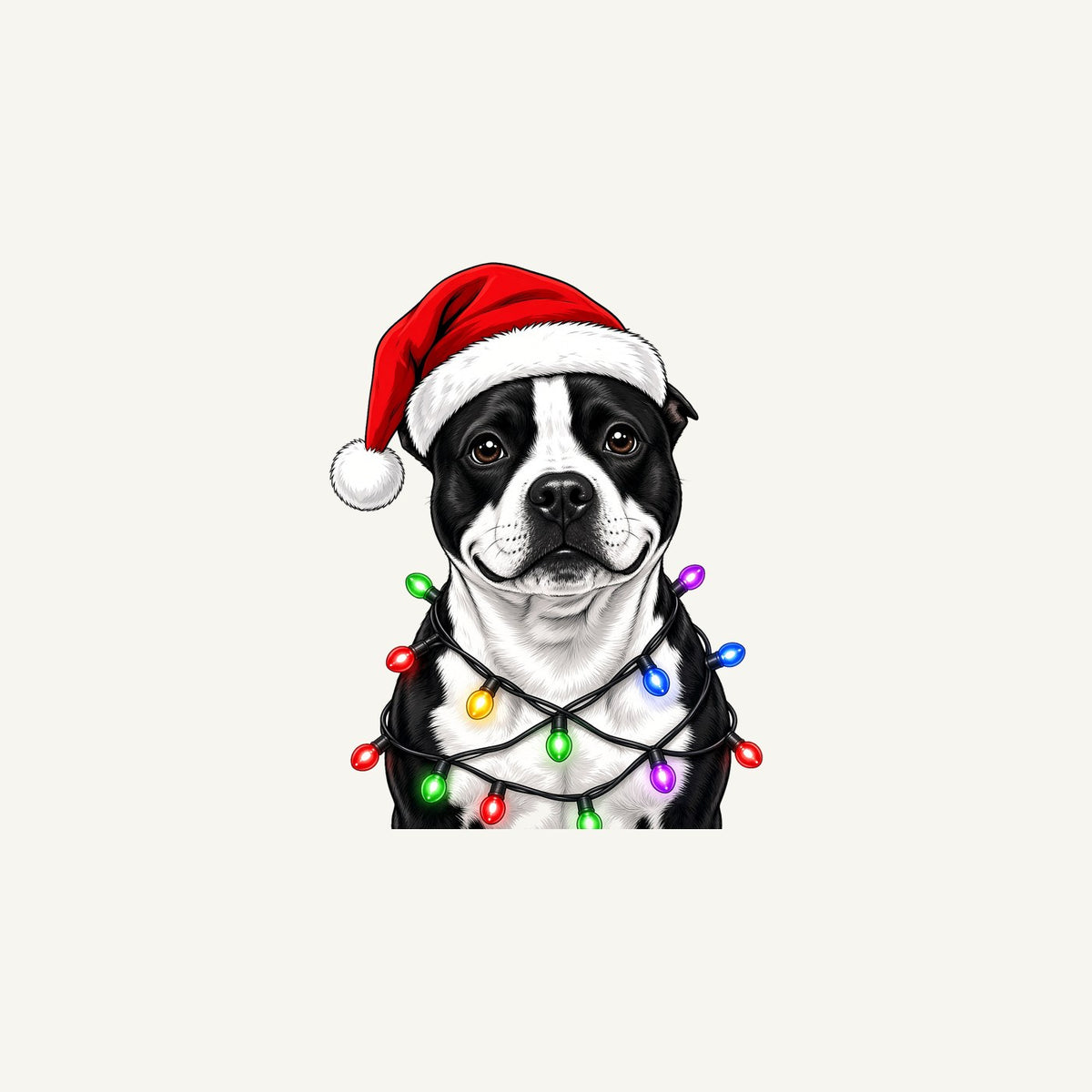 Staffy in Christmas Lights Personalised Christmas Mug