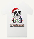 Staffy in Christmas Lights Personalised Christmas T-Shirt and Hoodie