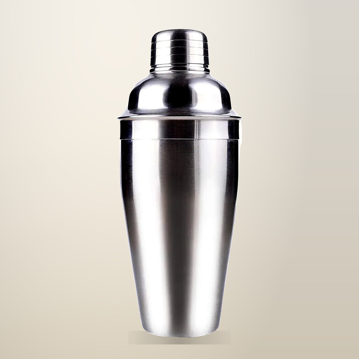 Stainless Steel Cocktail Shaker, 750 ml, on a plain cream background