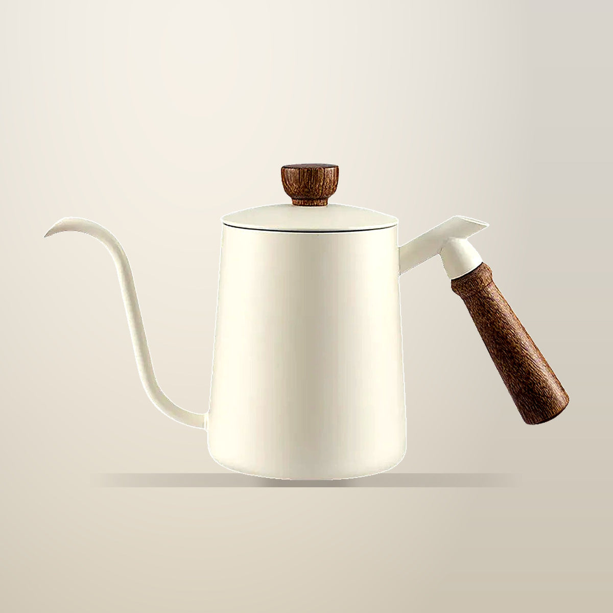 Stainless Steel Gooseneck Pour Over Coffee Kettle, 600 ml, on a plain cream background