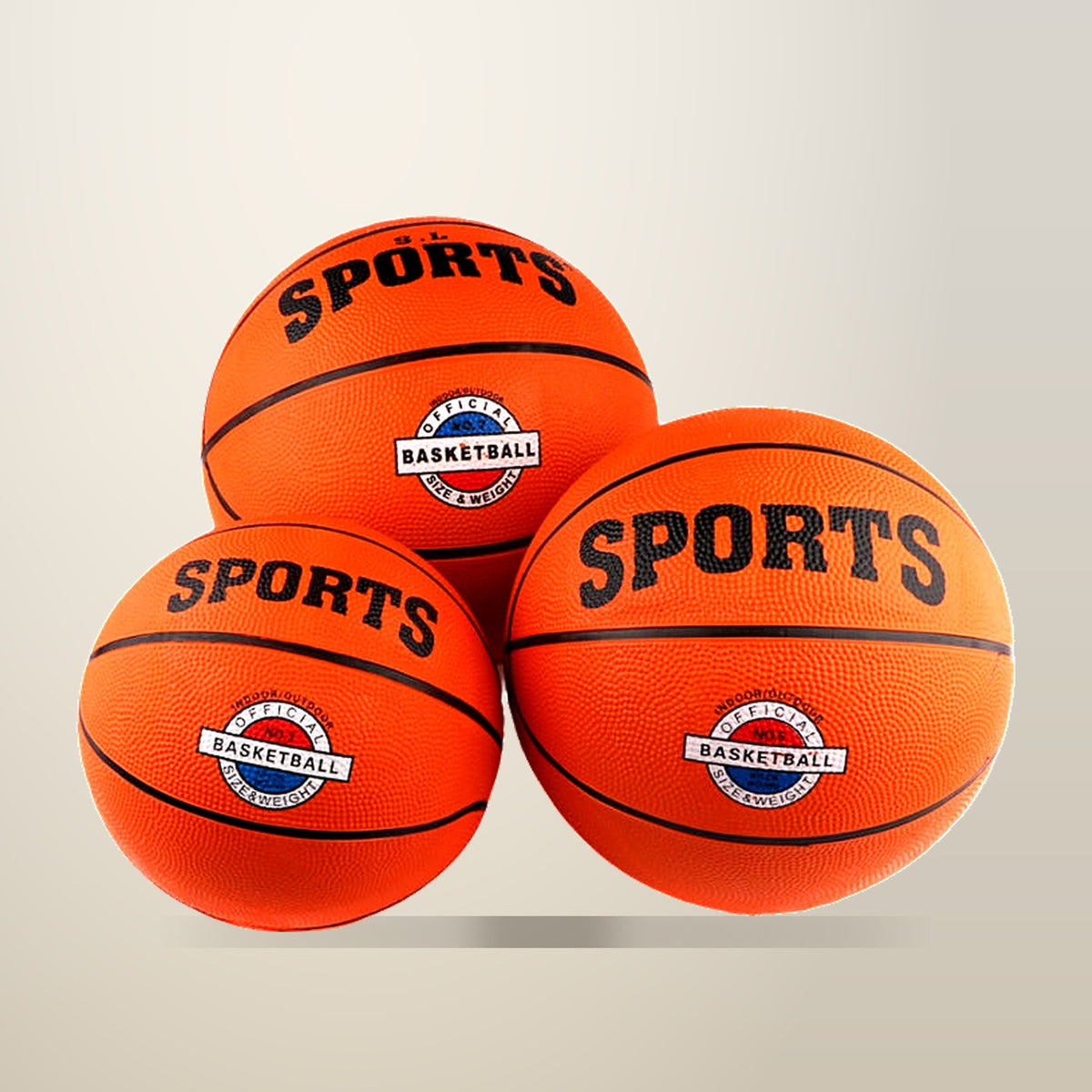 Size 7 Rubber Training Basketball, on a plain cream background