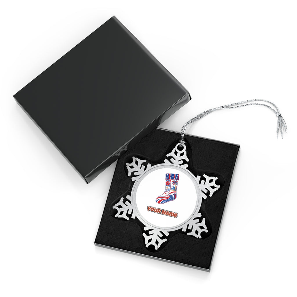 Stars And Waves Beach Stocking Personalised Pewter Christmas Ornament