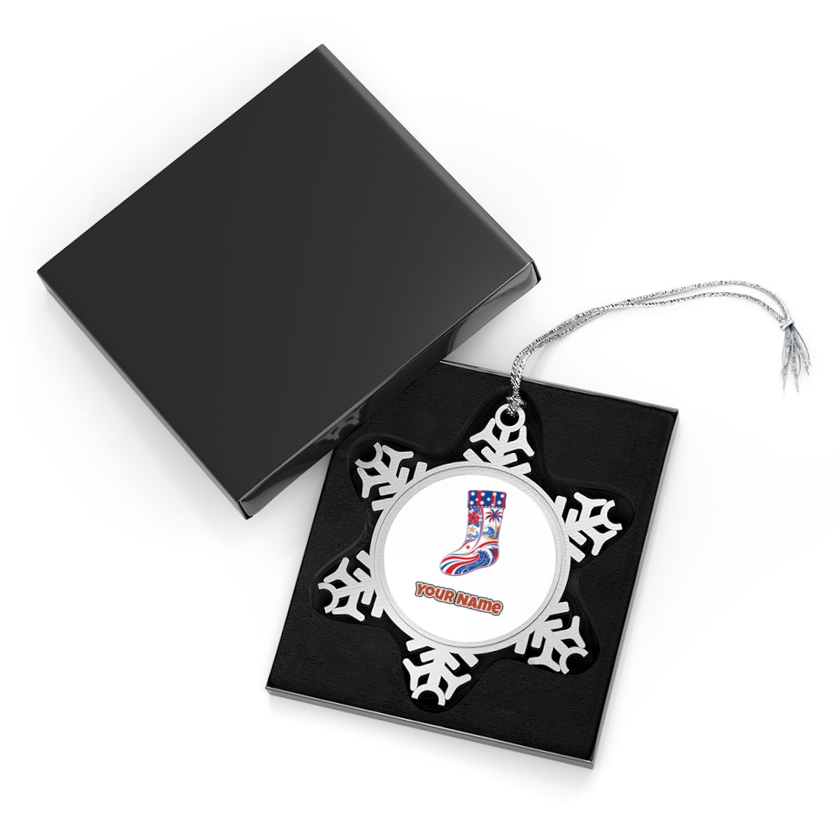 Stars And Waves Beach Stocking Personalised Pewter Christmas Ornament