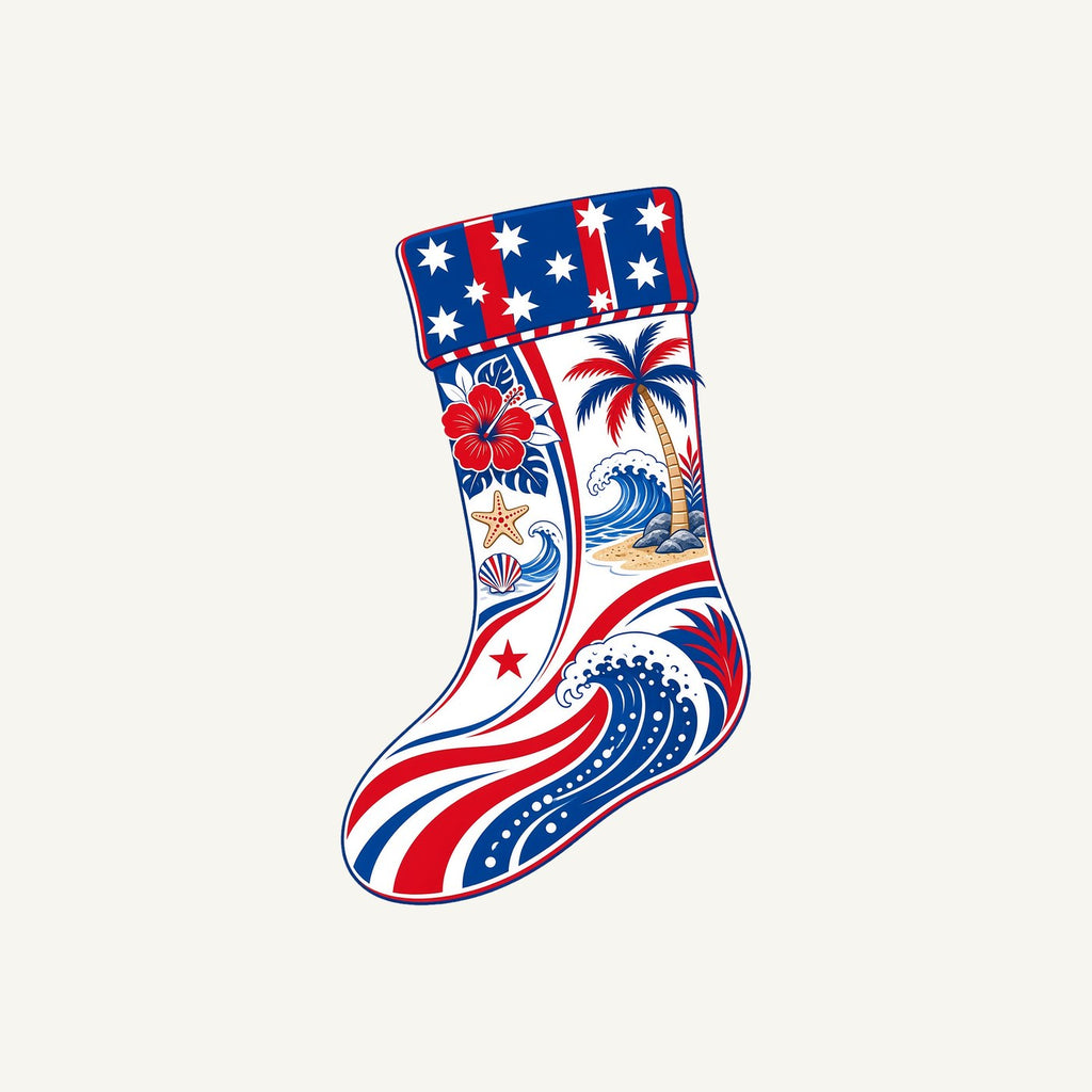 Stars And Waves Beach Stocking Personalised Christmas T-Shirt and Hoodie