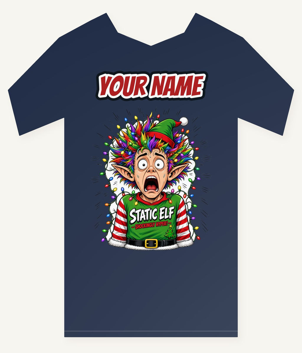Static Elf Personalised Kids and Baby Christmas Tee